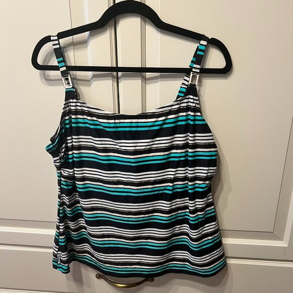 Captiva by Christine Other - CAPTIVA‎ by CHRISTINA Turquoise Stripe Resort Tankini Top (Size 2X)